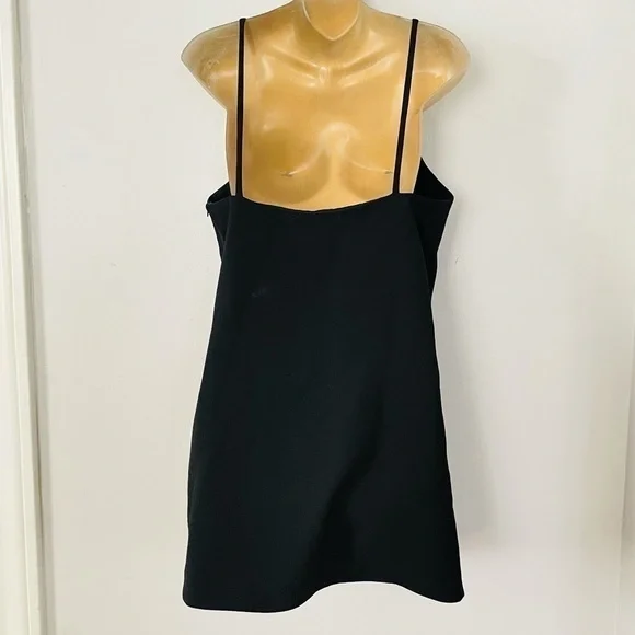 Zara Black High Neck Slip Dress | Quiet Luxury Cocktail Chic Minimal - Picture 4 of 8